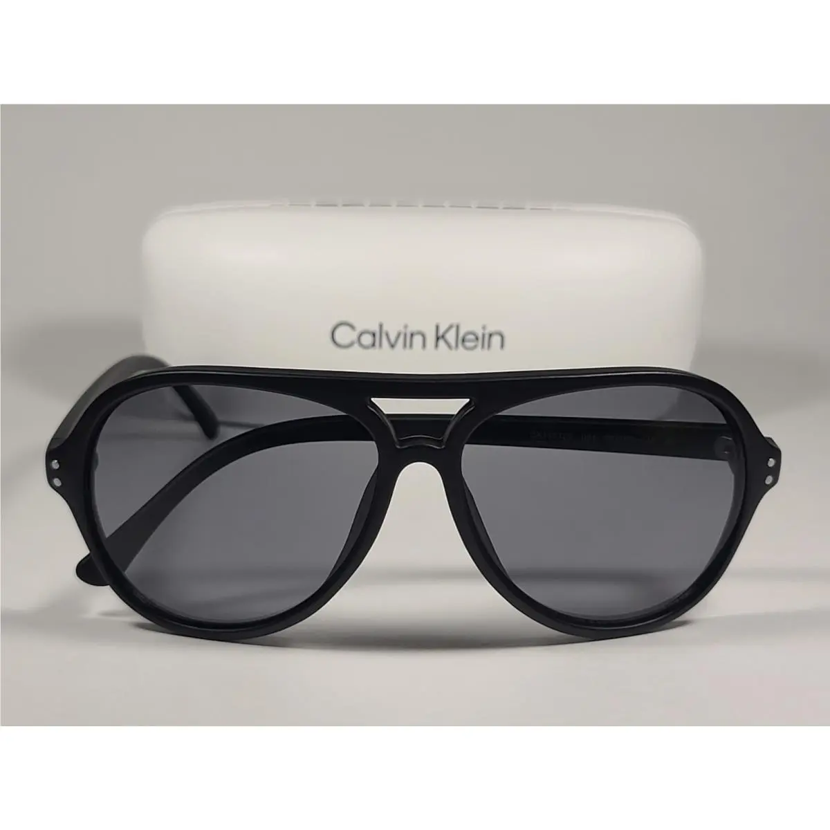 Calvin Klein CK19532S 001 Turbo Aviator Sunglasses Matte Black Frame Gray Lens