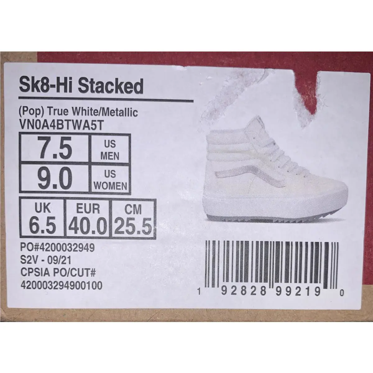 Vans shoes - VANS SK8-HI STACKED - STACKED - White (UPC: 0192828992190) 10