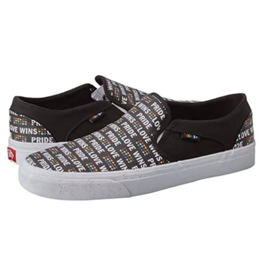 Vans Asher Pride Love Wins Women`s Slip-on Shoes Size 6.5 Glitter - Black