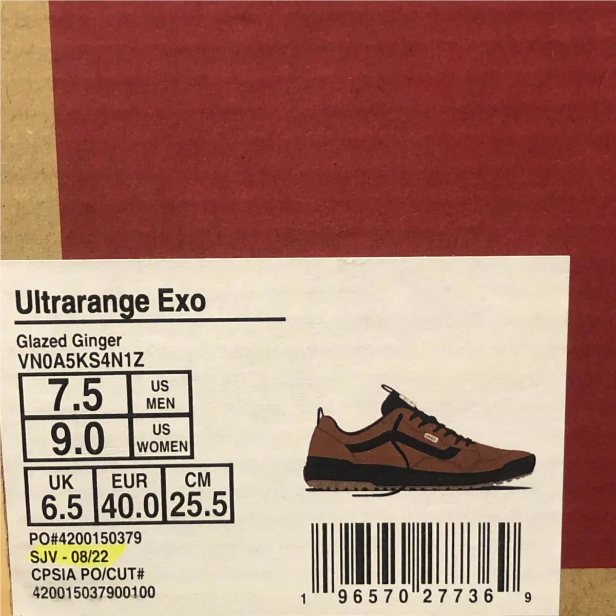 Vans shoes - VANS UltraRange Exo - UltraRange Exo - VN0A5KS4N1Z - Glazed Ginger Brown Black (UPC: 0196570277369) 7