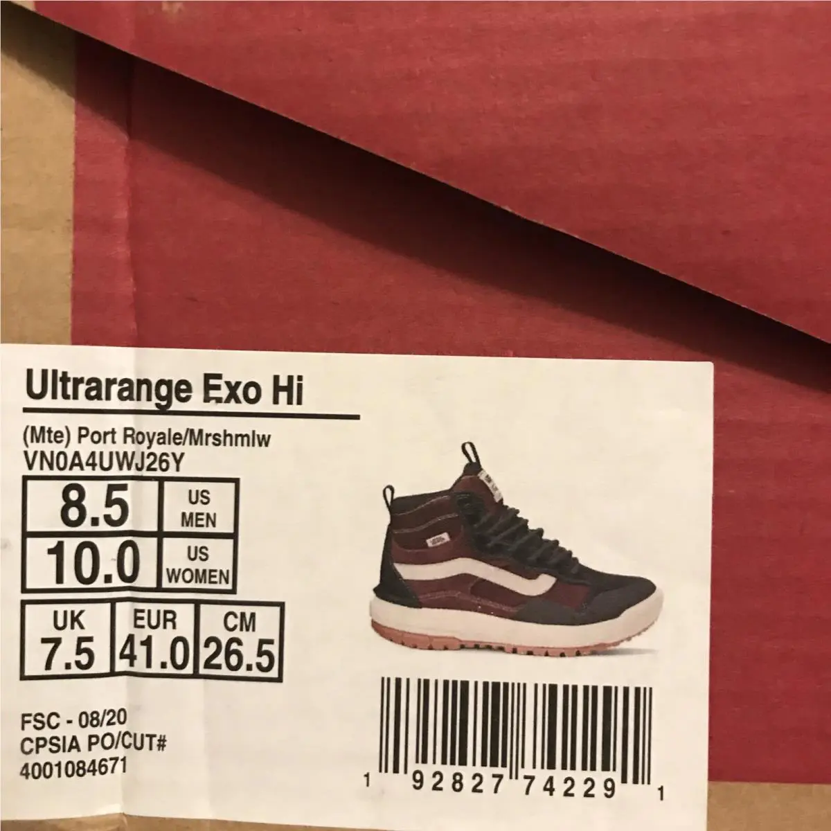 Vans shoes - VANS UltraRange - UltraRange - Port Royale - Maroon / Black / White / Gum (UPC: 0192827742291) 7