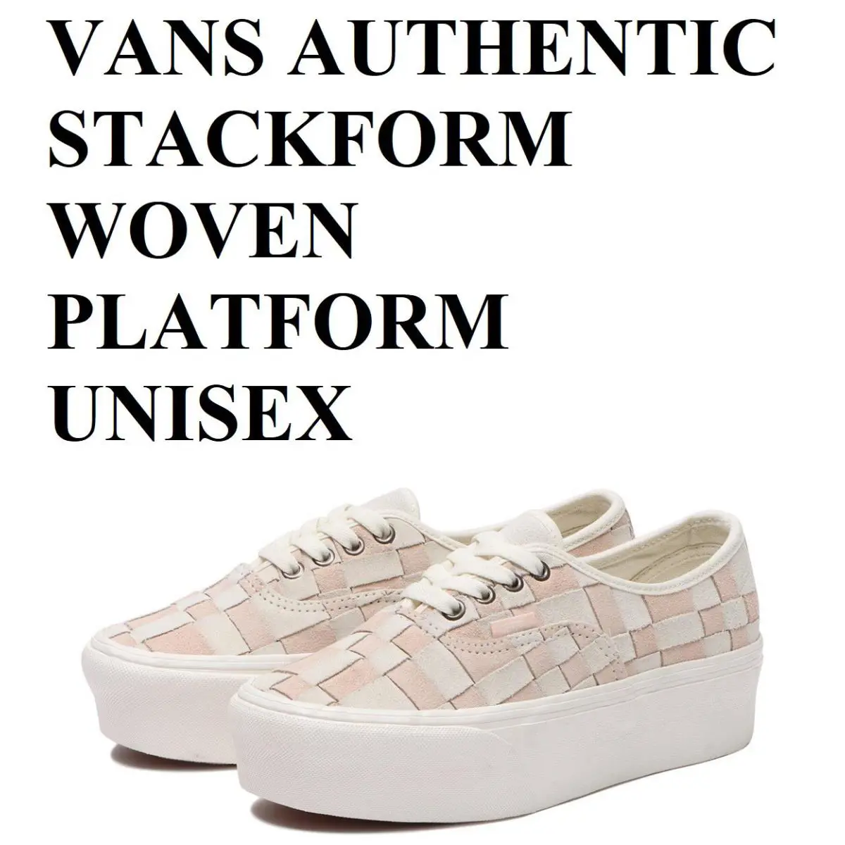 Vans Stackform Woven Platform Lace Unisex Men 8 = Women 9.5 Shoes Pink - White/Pink