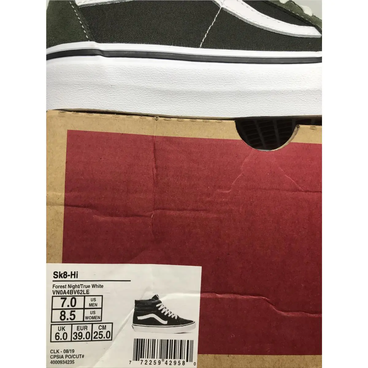Vans shoes - VANS Sk8 Hi - Forest Night / True White (UPC: 0772259429580) 5