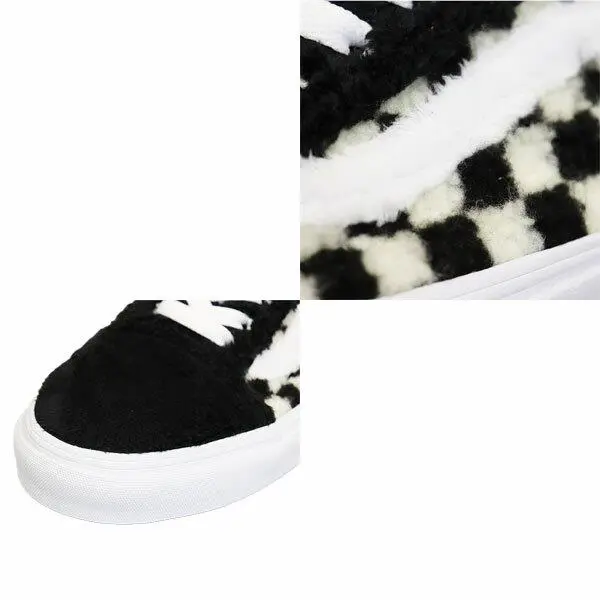 Vans shoes - Black / White Faux Fur Checkerboard 4