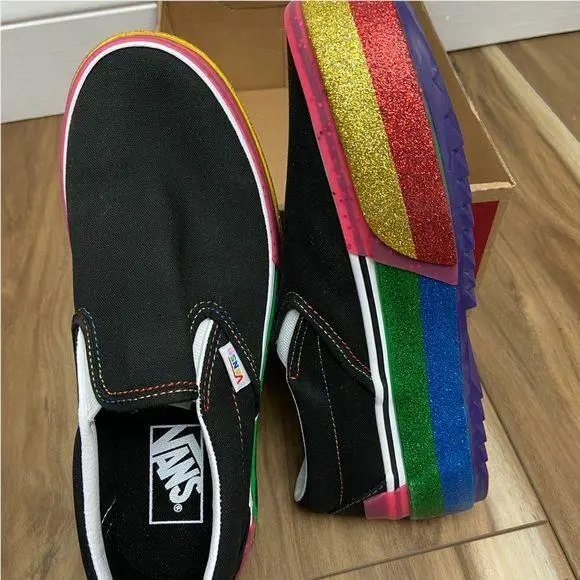 Vans shoes - Vans Classic Slip-On S Glitter - 194116266341 - Glitter Black Rainbow (UPC: 194116266341) 0