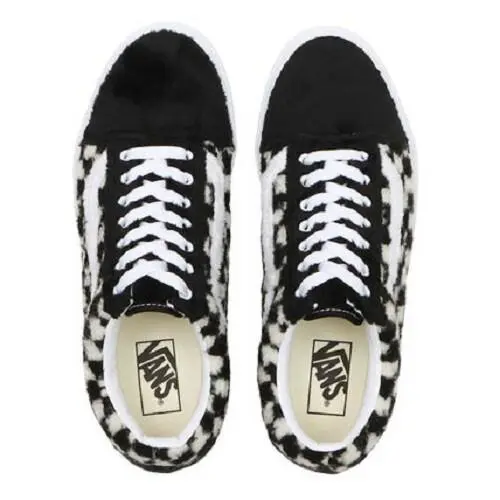 Vans shoes - Black / White Faux Fur Checkerboard 5