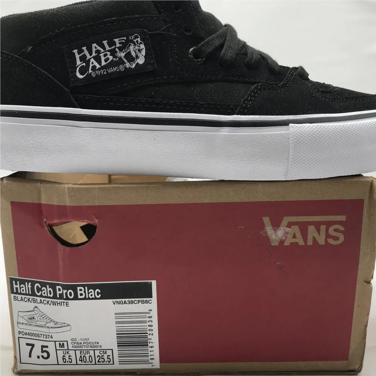 Vans shoes - VANS Half Cab Pro - Half Cab Pro - VN0A38CPB8C - Black - Black/ White (UPC: 0191167208368) 4