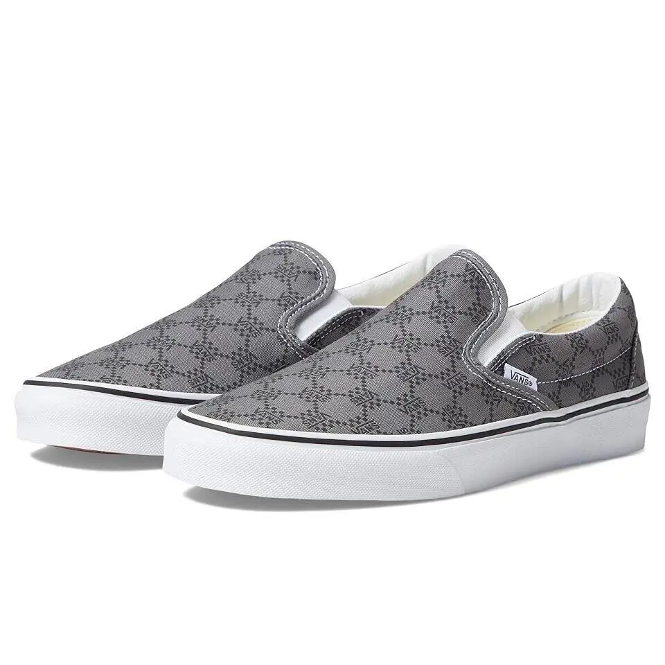 Vans Z2646 Classic Slip-on Monogram Pewter Skate Shoes Size M7.5 W9 - Gray