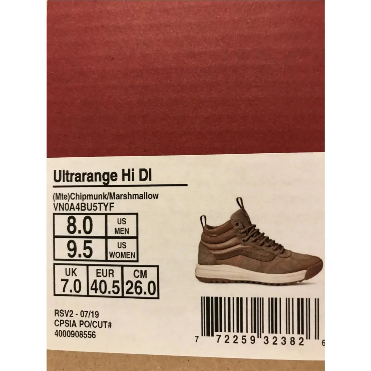 Vans shoes - VANS UltraRange - UltraRange - VN0A4BU5TYF - Chipmunk (Brown - Tan) / Marshmallow (White), Manufacturer: Chipmunk / Marshmallow (UPC: 0772259323826) 6