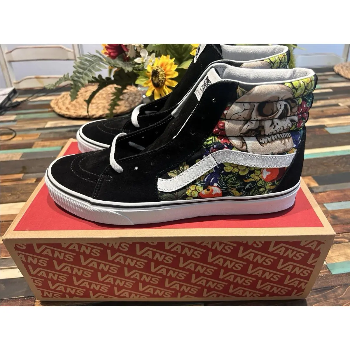 Vans Sk8-hi Fruit Skull Black White Mens Size 11.5￼