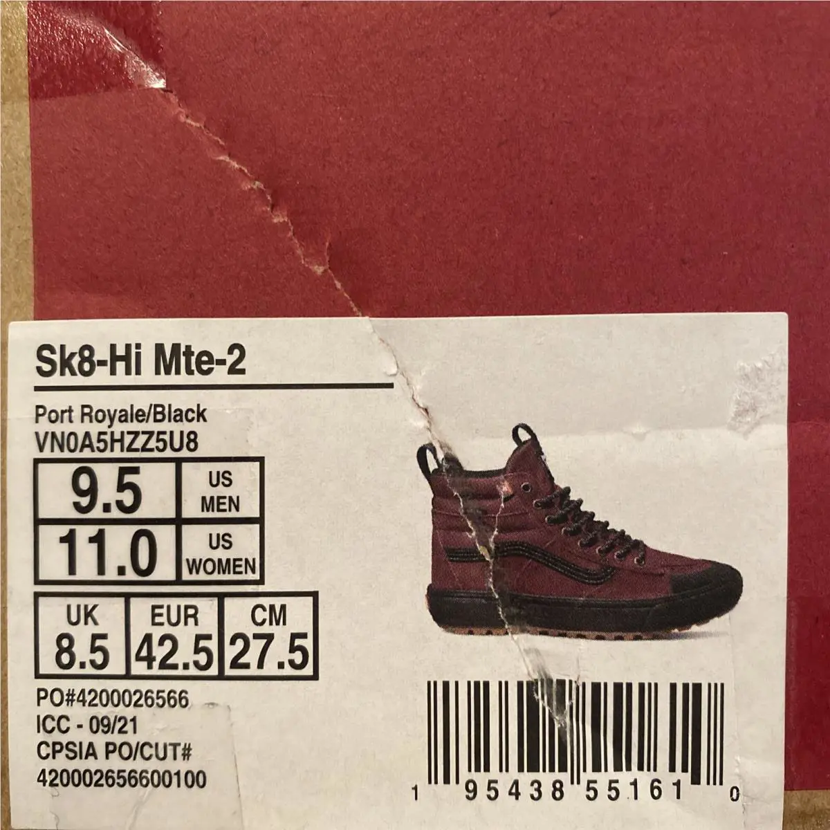Vans shoes - Vans Sk8-Hi Mte - Mte - VN0A5HZZ5U8 - Port Royale - Maroon / Black, Manufacturer: Dress Blues / Marshmallow (UPC: 0195438551610) 7