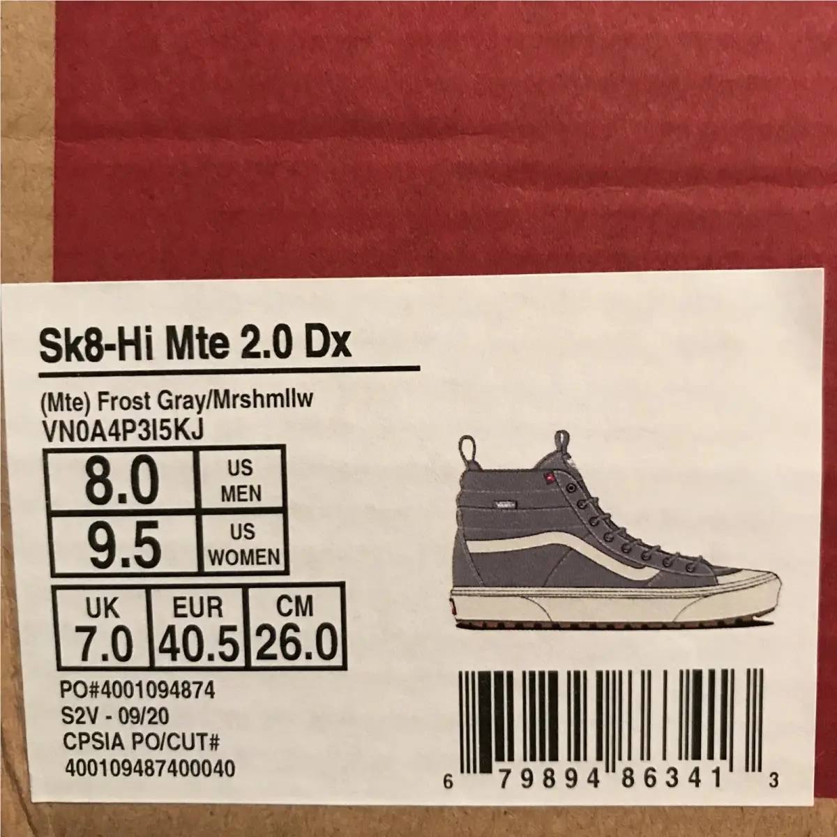 Vans shoes - VANS Sk8-Hi Mte - Mte - Gray - Grey / Marshmallow - White, Manufacturer: Frost Gray / Marshmallow (UPC: 0679894863413) 4