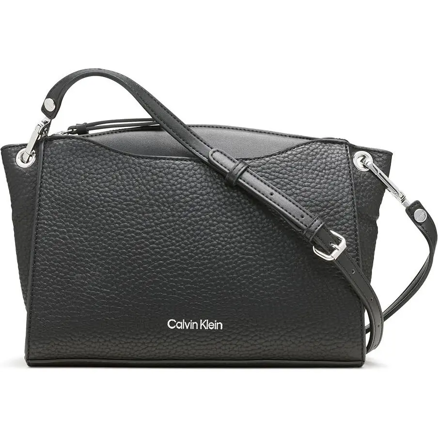 Calvin Klein Women`s Garnet Top Zip Crossbody - Exterior: Black, Hardware: Silver