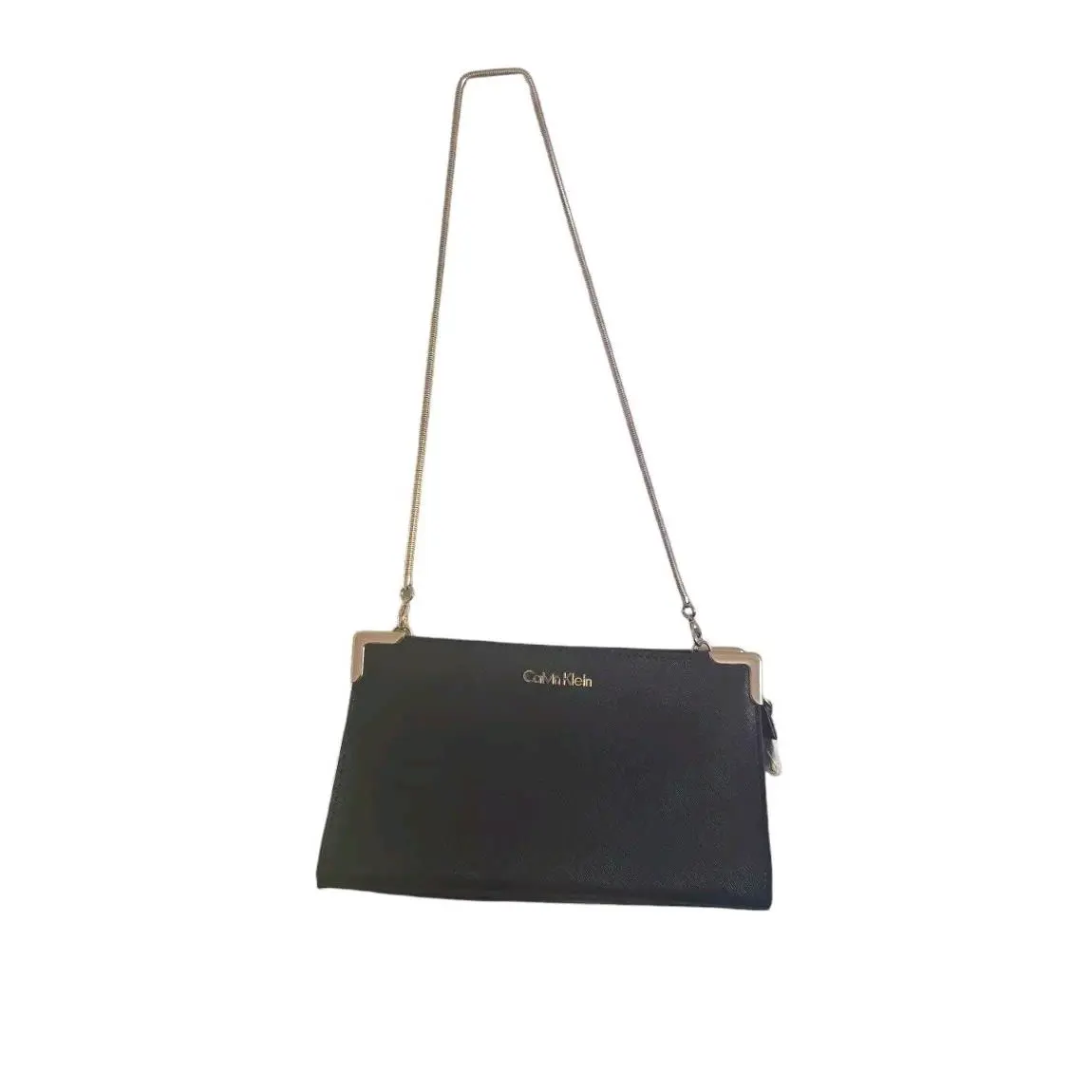 Calvin Klein Saffiano Black Leather Clutch Crossbody Handbag