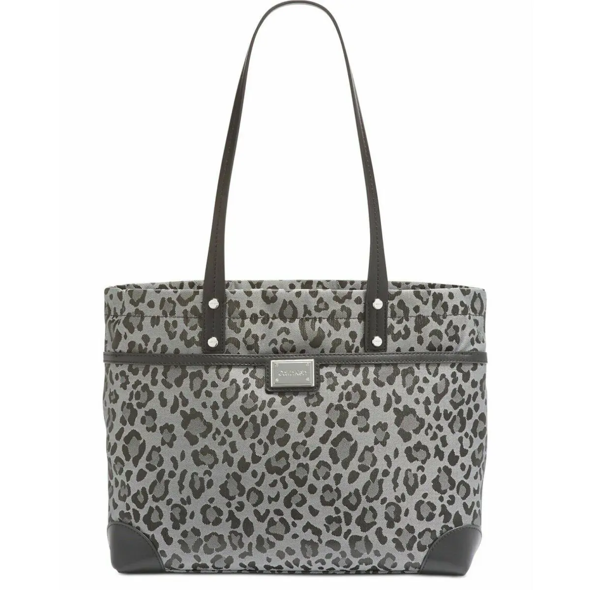 Calvin Klein Teodora Jacquard Classic Tote Grey Leopard Lightweight