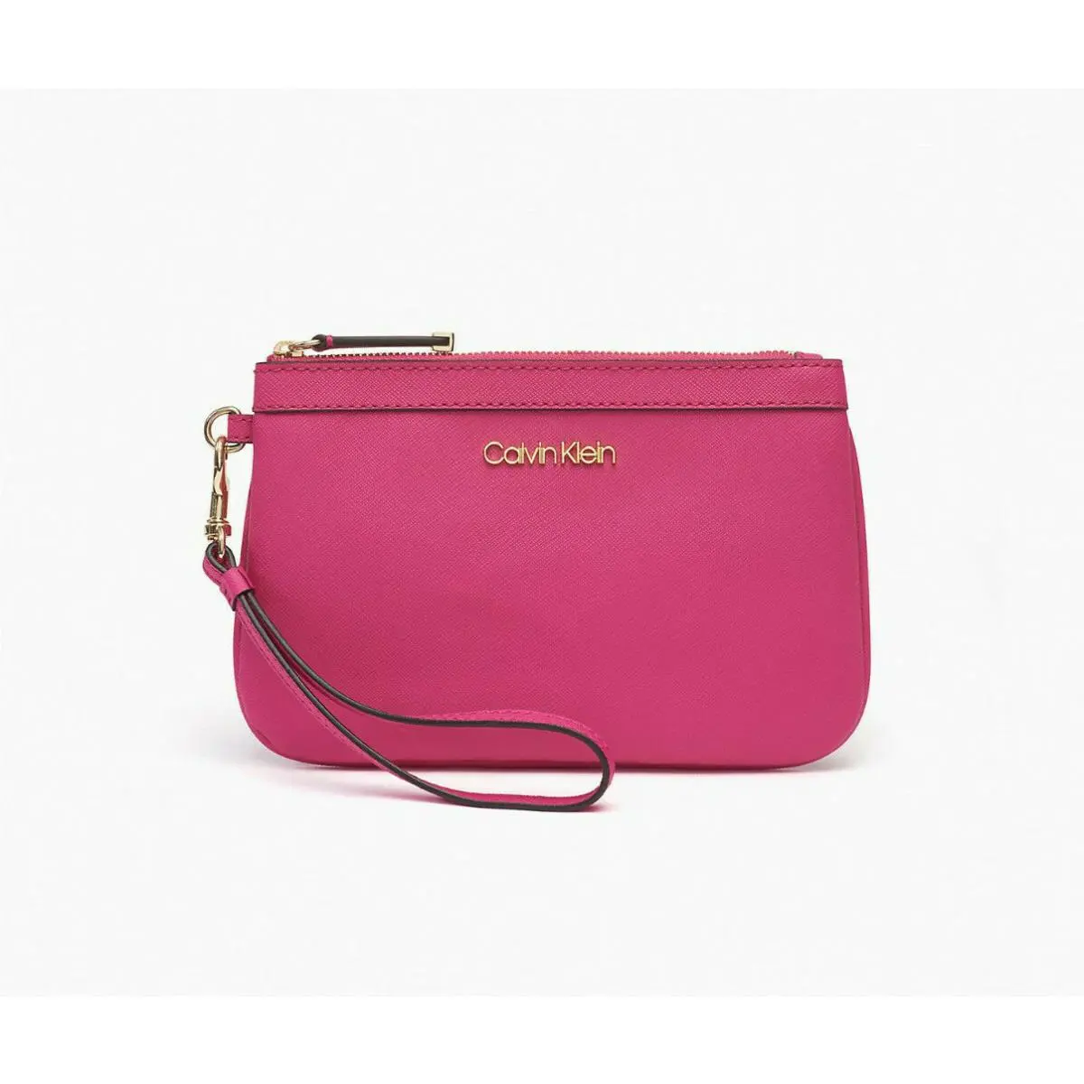 Calvin Klein Women`s Saffiano Leather Large Zip Wristlet Blossom Punch