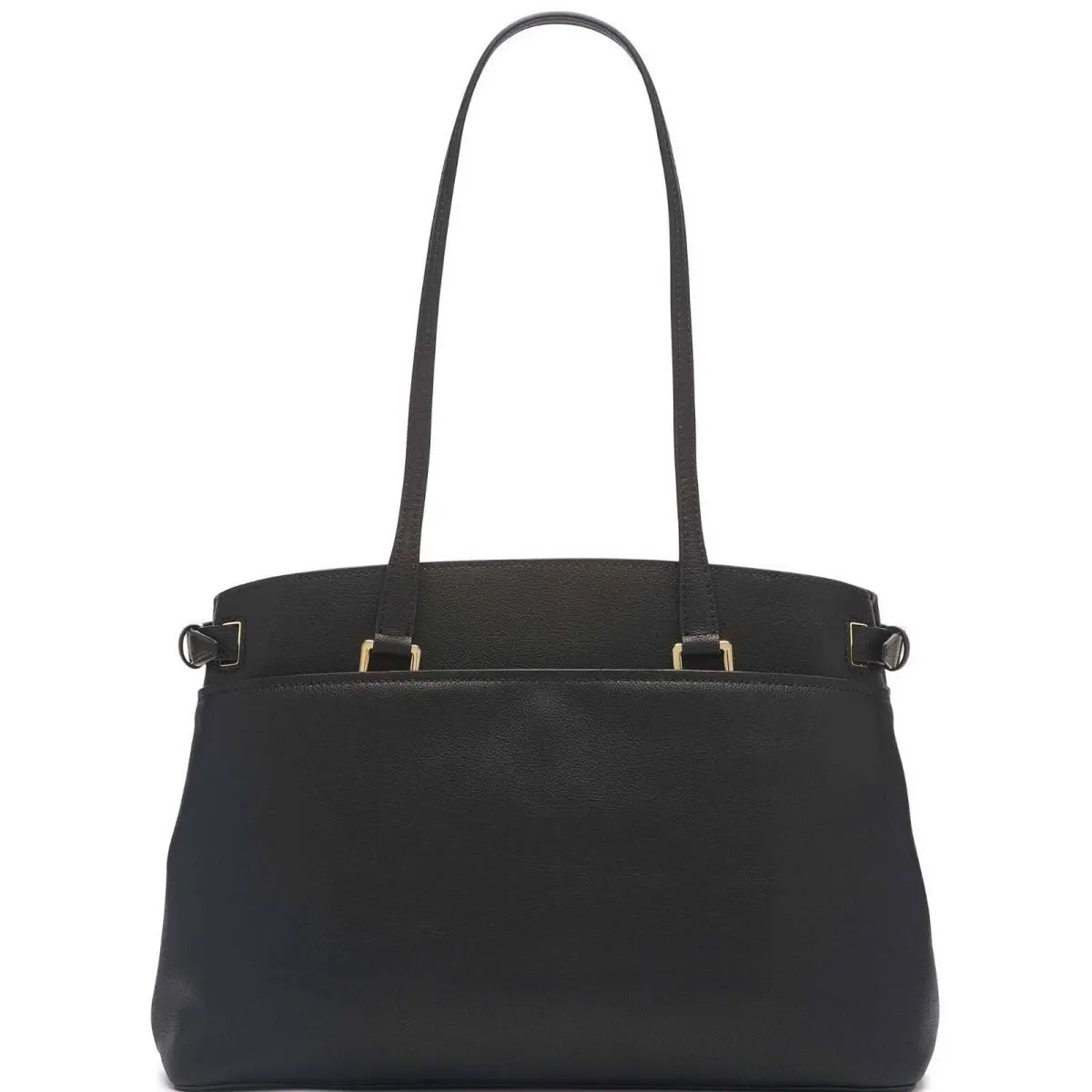 Calvin Klein Avery Micro Pebble Leather Tote Black/gold - Exterior: Black