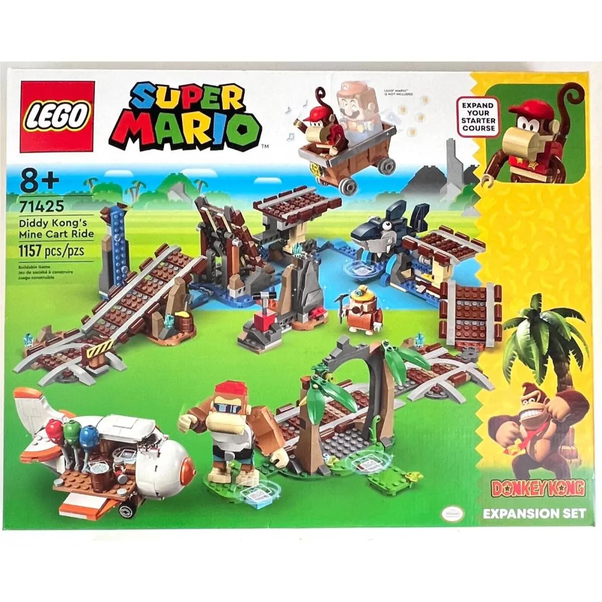 Lego Super Mario Diddy Kong`s Mine Cart Ride 1157 pc Expansion Set 71425