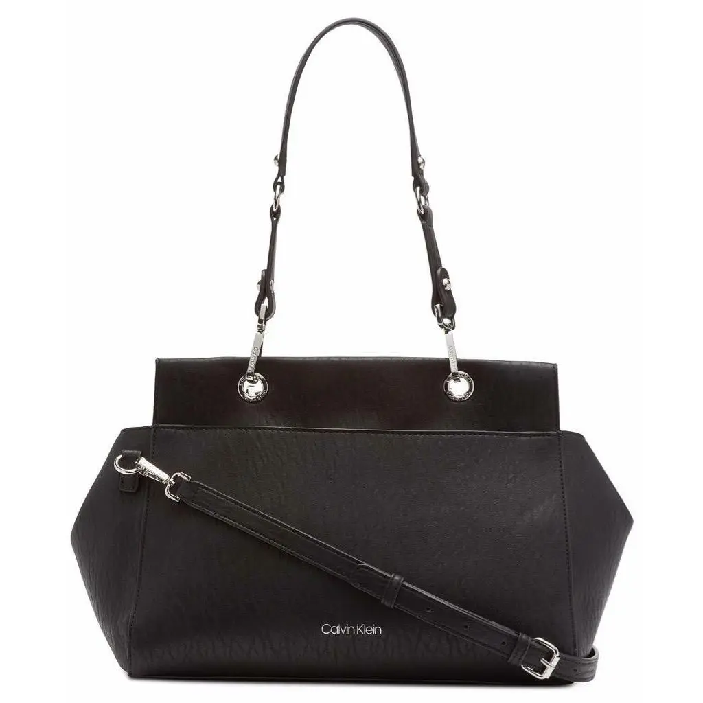 Calvin Klein Sonoma Double Handle Satchel Pvc BLACK/SILVER-$158.00
