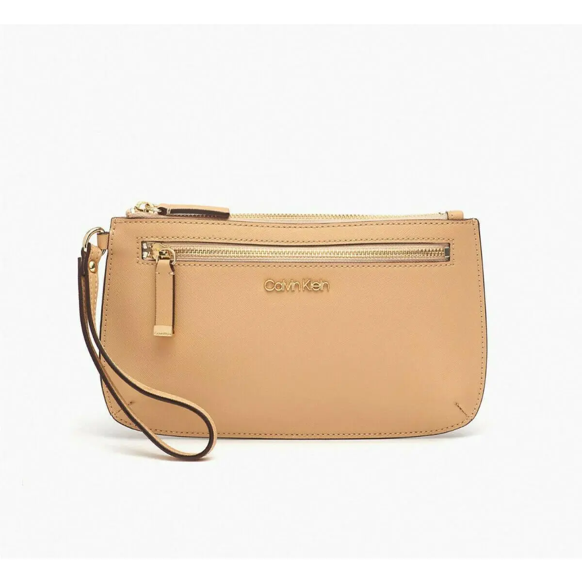 Calvin Klein Saffiano Leather Large Slim Wristlet Rye