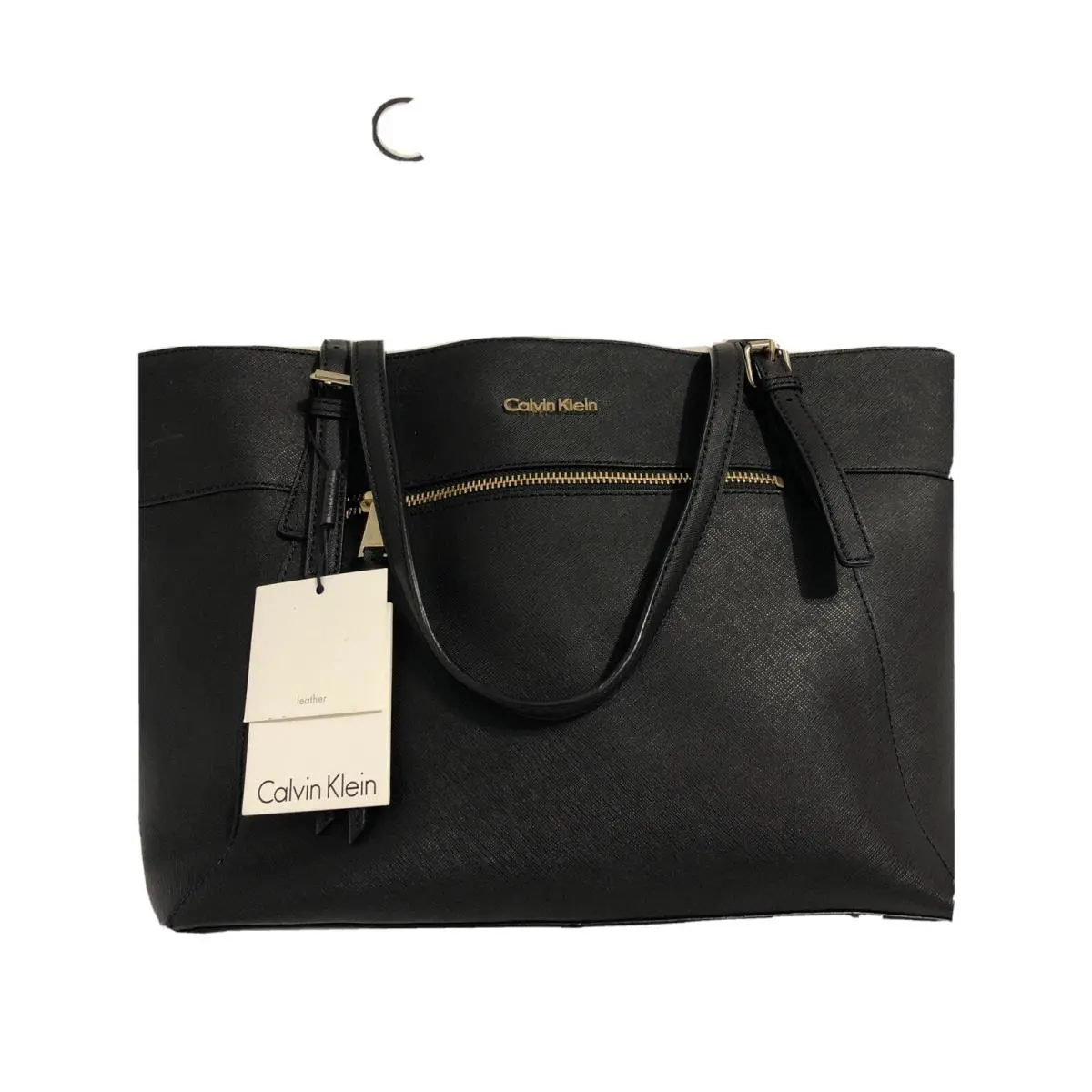Cavin Klein Leather Med Tote Magnetic Button Closure