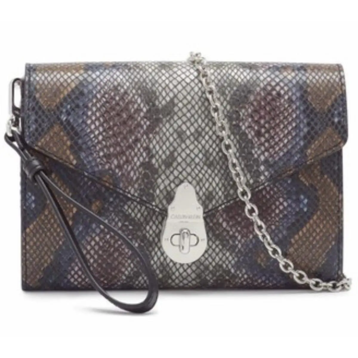 Calvin Klein Women`s Soft Lock Positano Leather Chain Organizational Crossbody - Exterior: Multi-color