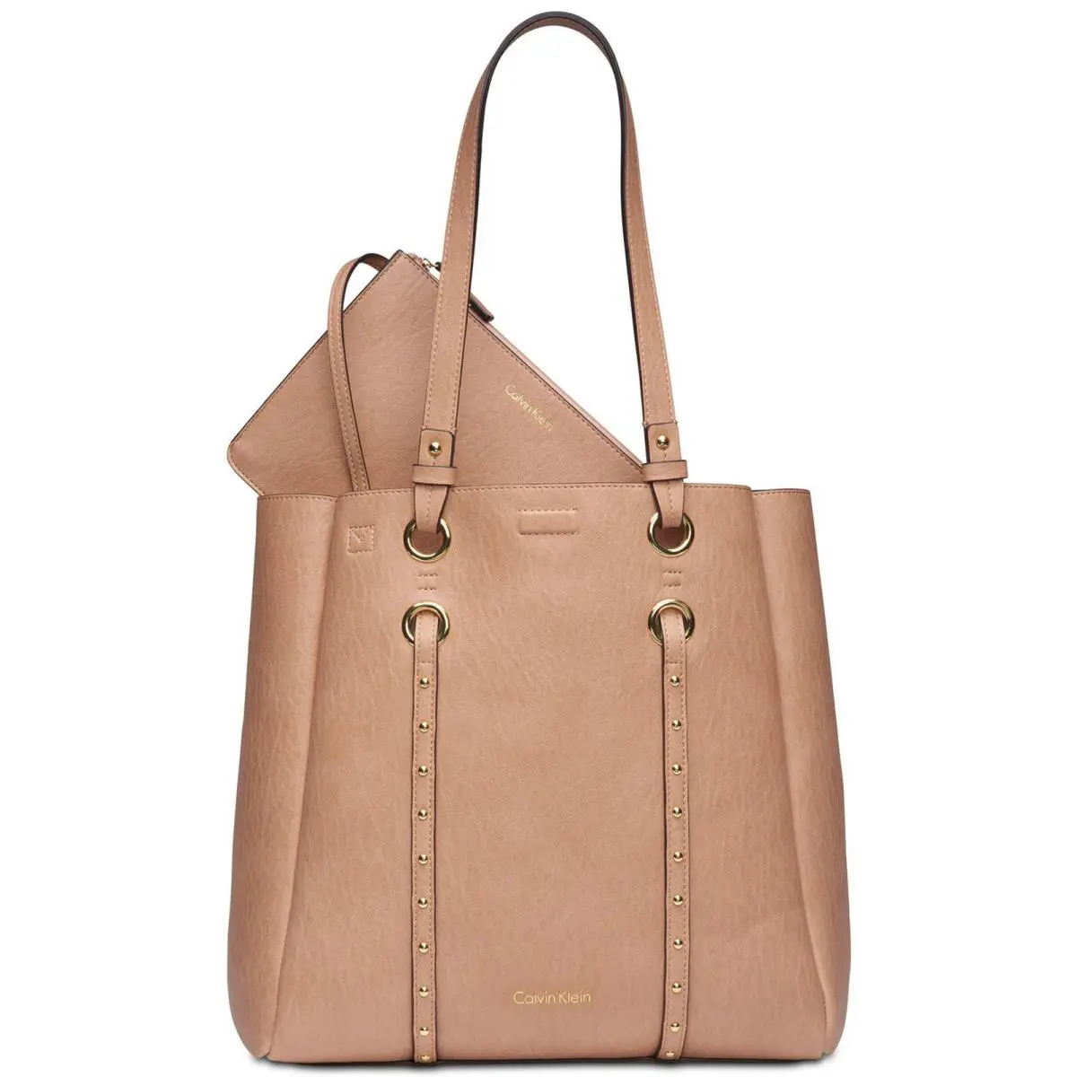 Calvin Klein Studded Cora Laptop Tote Bag Beige