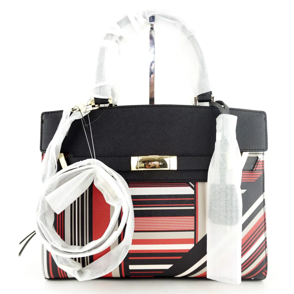Calvin Klein Brooke Satchel Purse / Shoulderbag Black / Red