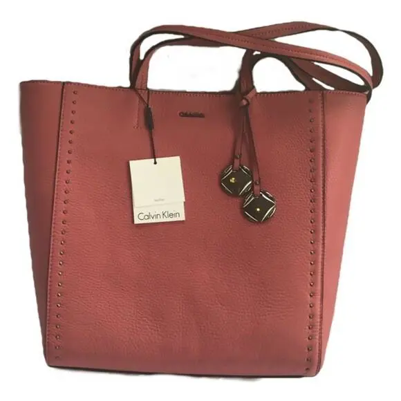 Calvin Klein Tote Shoulder Bag Studded Pebble Extra Large