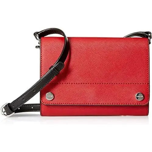 Broken Strap Calvin Klein Saffiano Leather Flap Over Small Crossbody