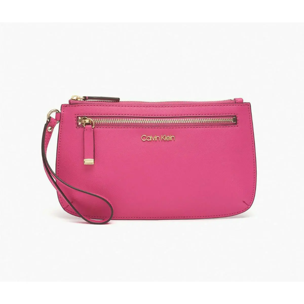Calvin Klein Saffiano Leather Large Slim Wristlet Punch