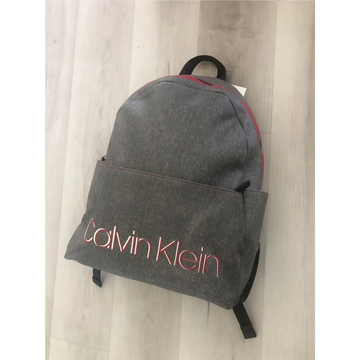 Calvin Klein CK Gray Rare Pvc Leather Men`s Backpack Bag Fits 13`` Laptop