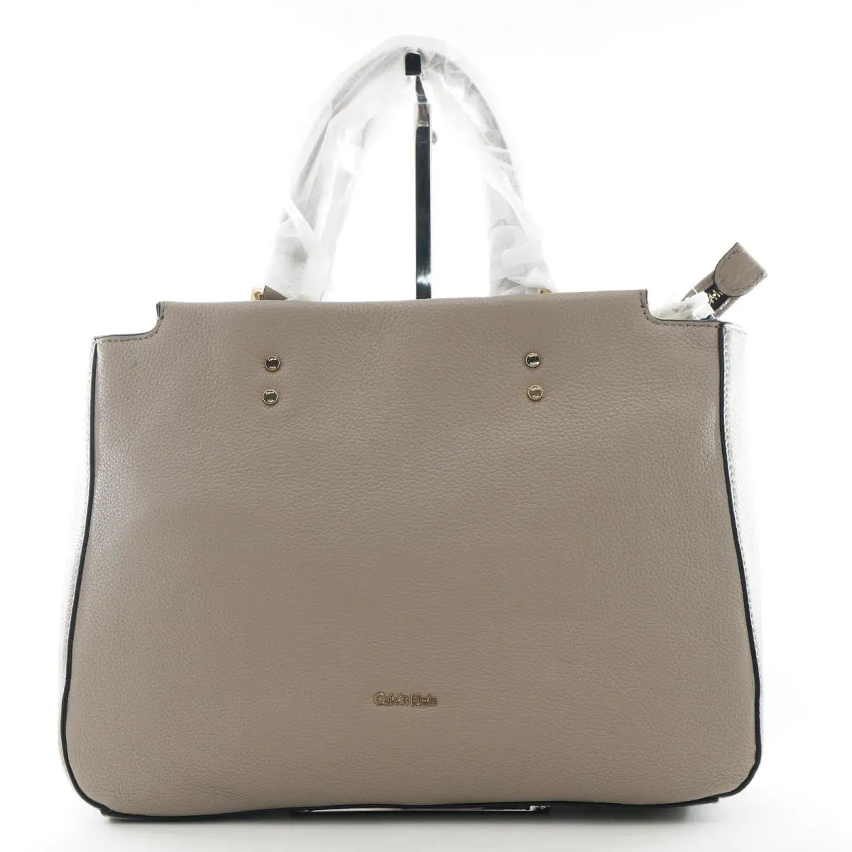 Calvin Klein Doreen Medium Pebbled Leather Satchel Purse / Handbag Porcini
