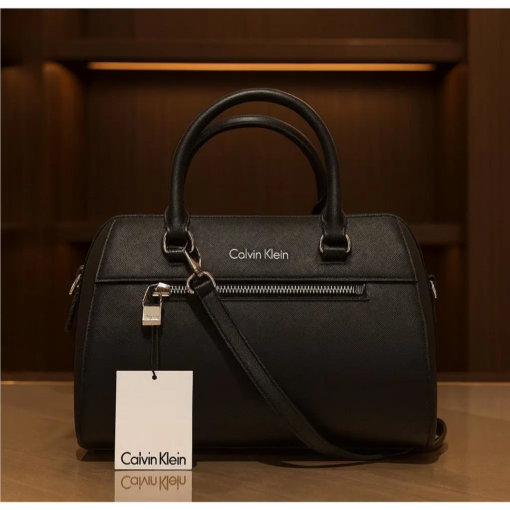 Calvin Klein City Black Saffiano Leather Top Handle Satchel/shoulder Bag