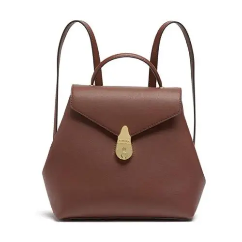Lock Leather Backpack Burgundy Brown Nip by Calvin Klein
