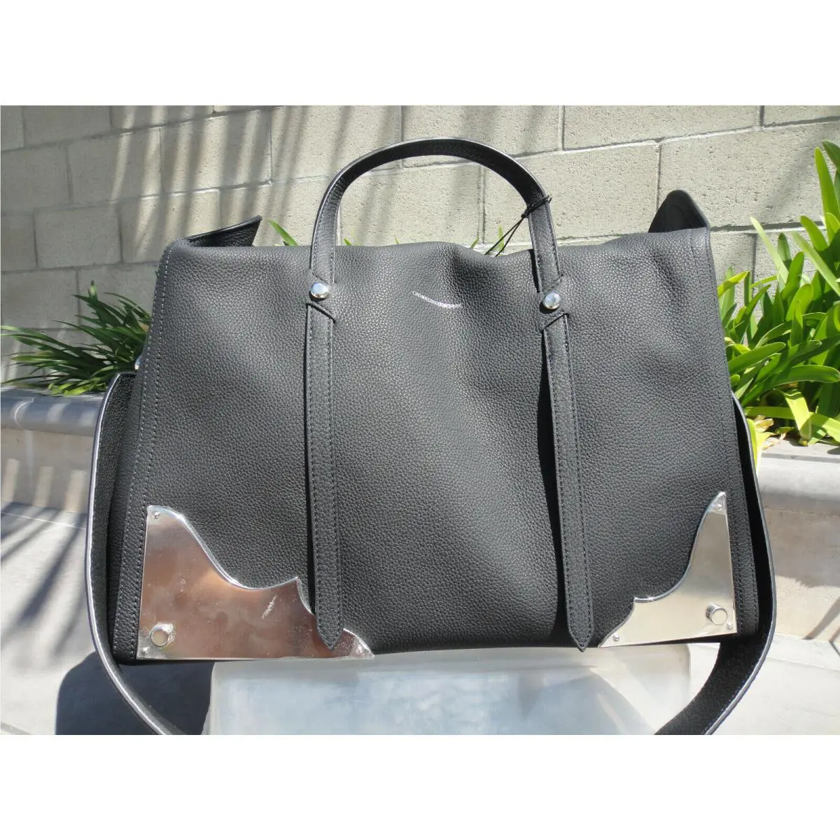 Calvin Klein 205W39NYC Raf Simons Medium Black Pebbled Handbag W/strap