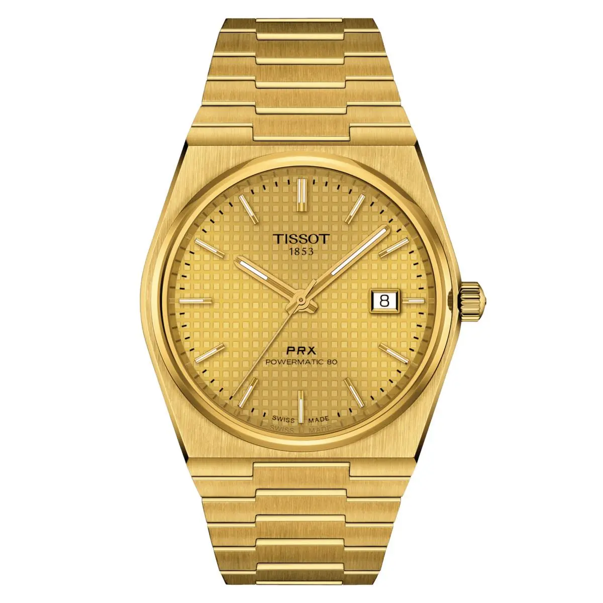 Tissot Prx Powermatic 80 Men`s Watch T137.407.33.021.00 - Dial: Champagne, Band: Gold, Bezel: Gold