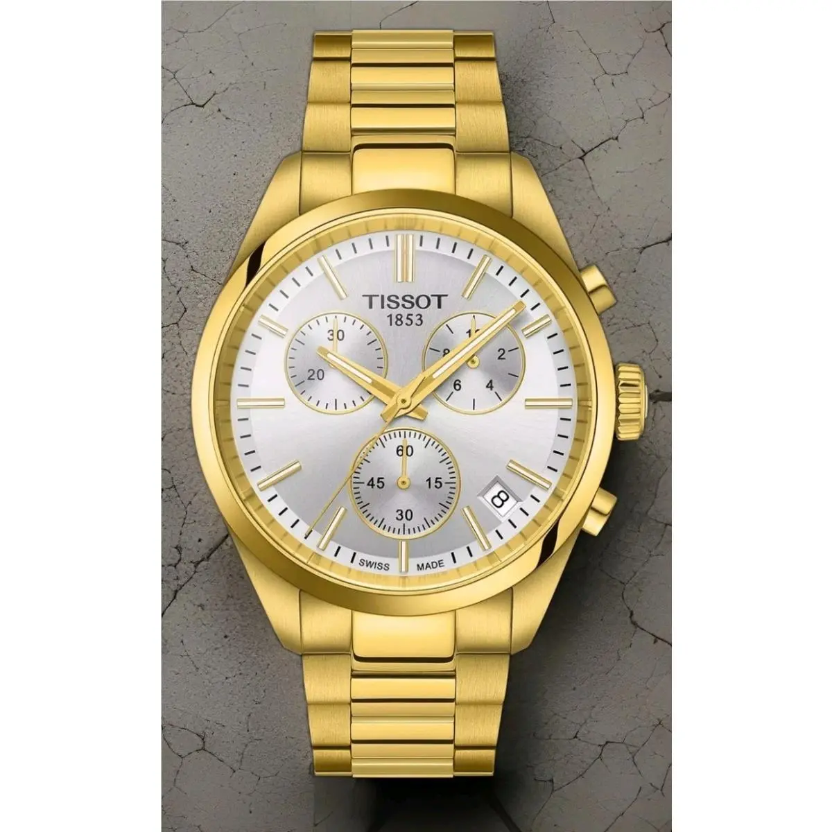 Tissot PR 100 Chronograph 40mm White Dial Gold Watch T150.417.33.031.00
