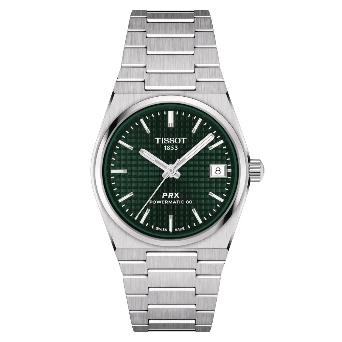 Tissot Prx Powermatic 80 Green Dial Woman`s Watch T137.207.11.091.00 - Dial: Green, Band: Silver, Bezel: Silver