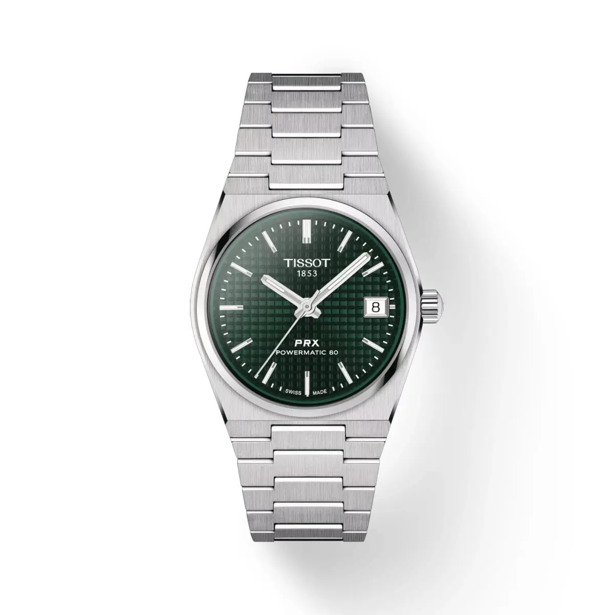 Tissot Prx 35mm Powermatic 80 Green Dial Unisex Adult Watch T1372071109100 - Dial: Green, Band: Silver, Bezel: Silver
