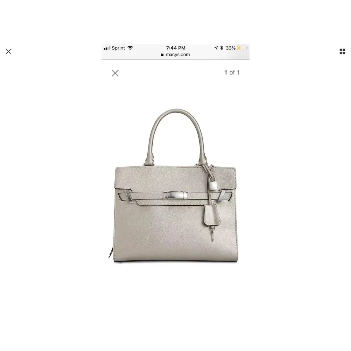 Calvin Klein Brooke Medium Satchel Metallica Silver