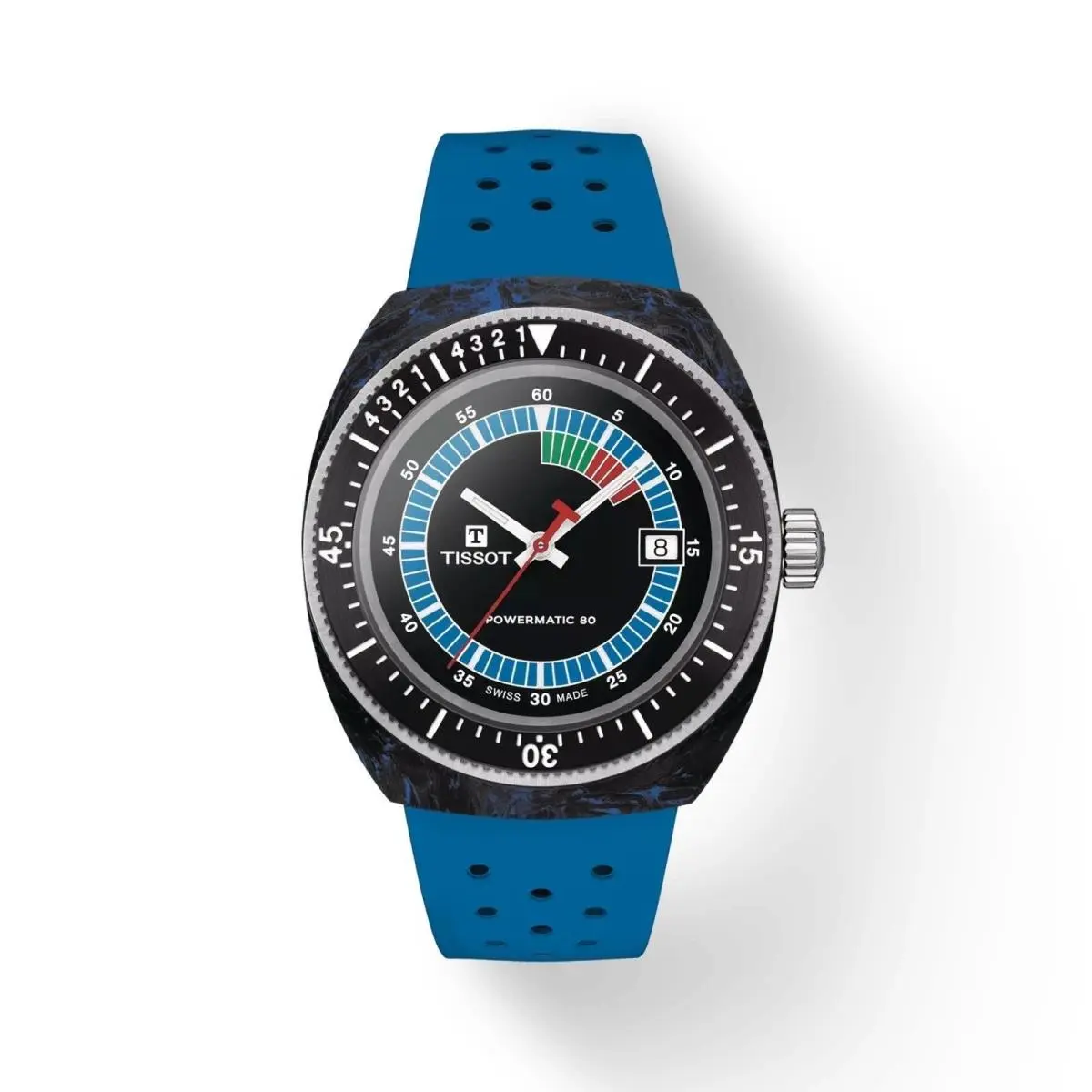 Tissot Sideral S 41mm Black Dial Blue Rubber Strap Men`s Watch T1454079705701