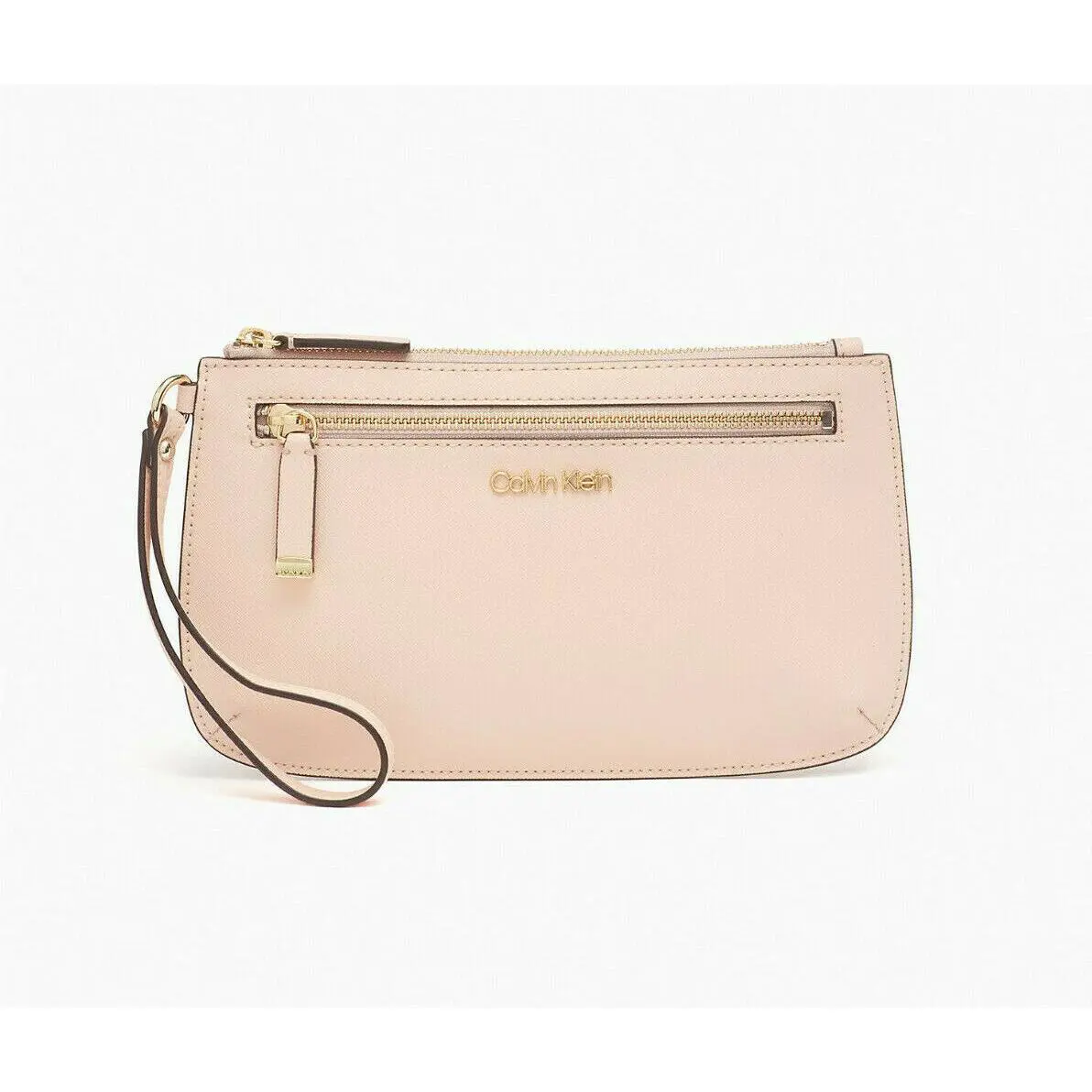 Calvin Klein Saffiano Leather Large Slim Wristlet Pale Blush