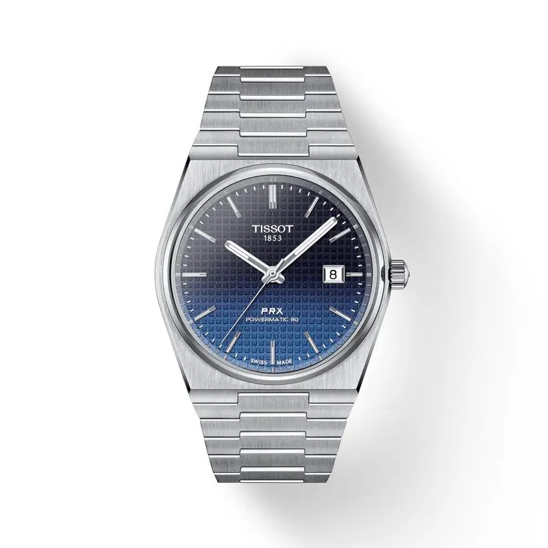 Tissot Prx Powermatic 80 Gradient 40mm Black Chameleon Watch T137.407.11.051.01 - Dial: Black, Blue, Band: Silver