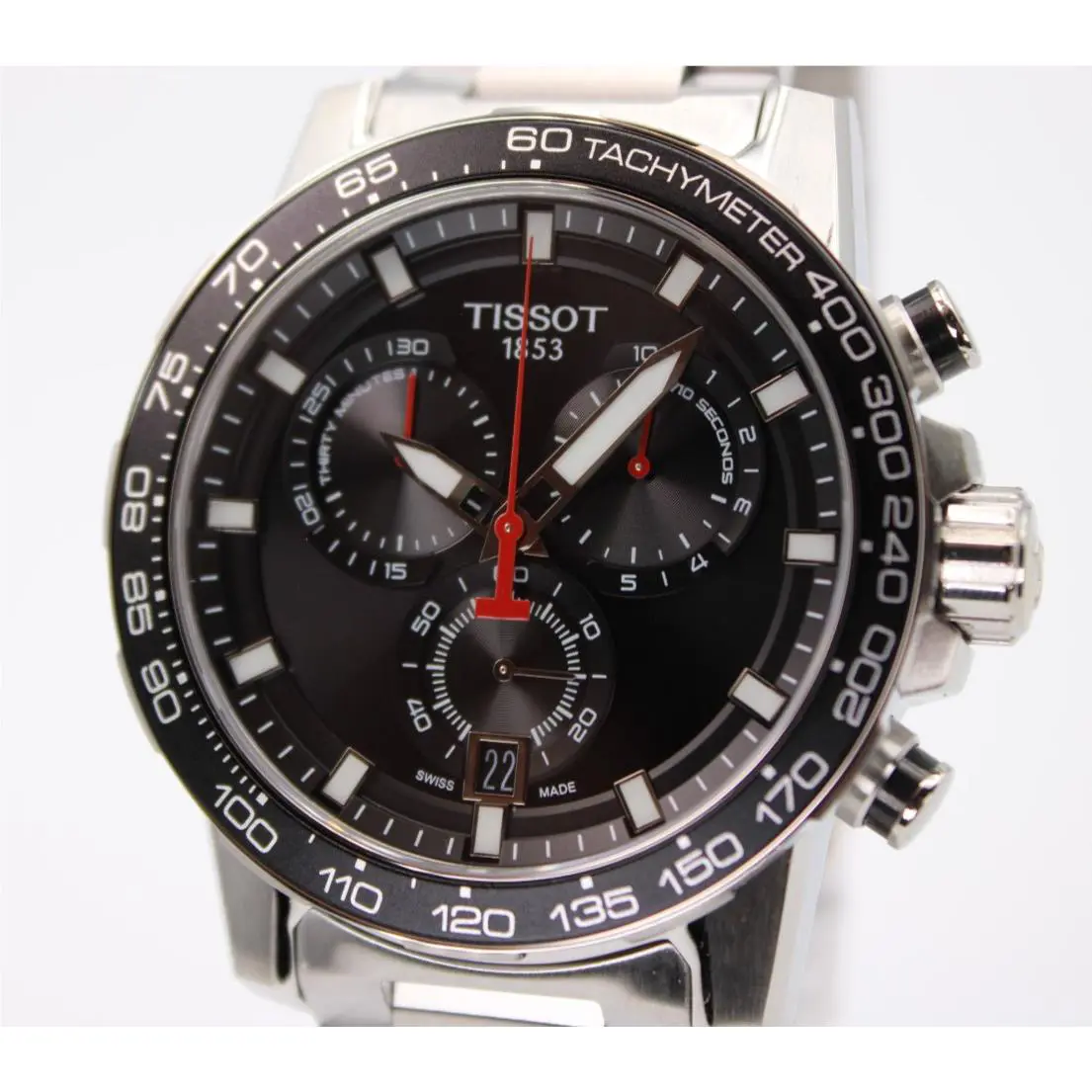 Tissot Supersport Chrono T125.617.11.051.00 Quartz Black Dial Men`s Watch 45.5mm - Dial: Black, Band: Silver, Bezel: Black