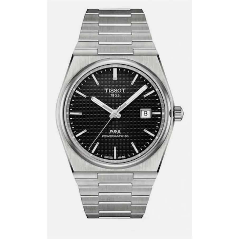 Tissot T1374071105100 Prx Auto 40MM Black Dial Bracelet T137.407.11.051.00 - Dial: Black, Band: Silver, Bezel: Silver