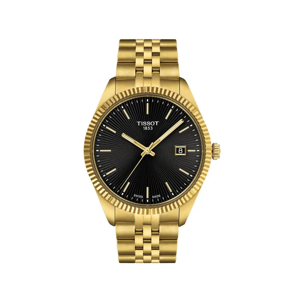 Tissot Ballade Quartz Black Dial Yellow Gold Pvd 40mm Men`s Watch T1564103305100 - Dial: Black, Band: yellow gold PVD coating, Bezel: Yellow Gold