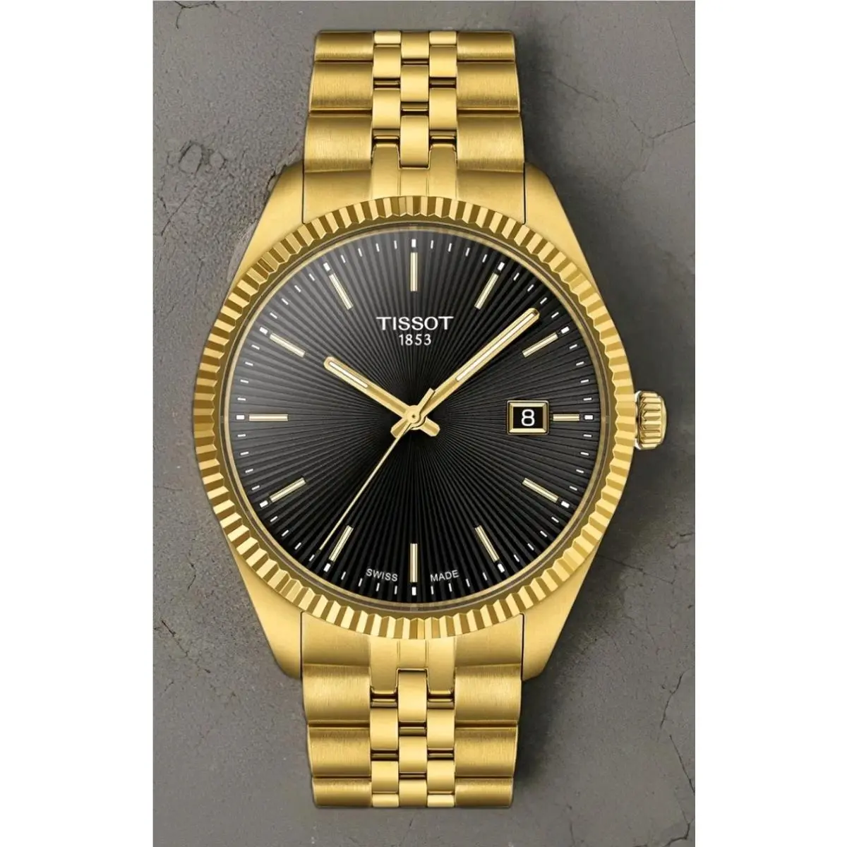 Tissot Ballade Quartz 40mm Black Dial Gold Pvd Men`s Watch T156.410.33.051.00 - Dial: Black, Band: Gold, Bezel: Gold