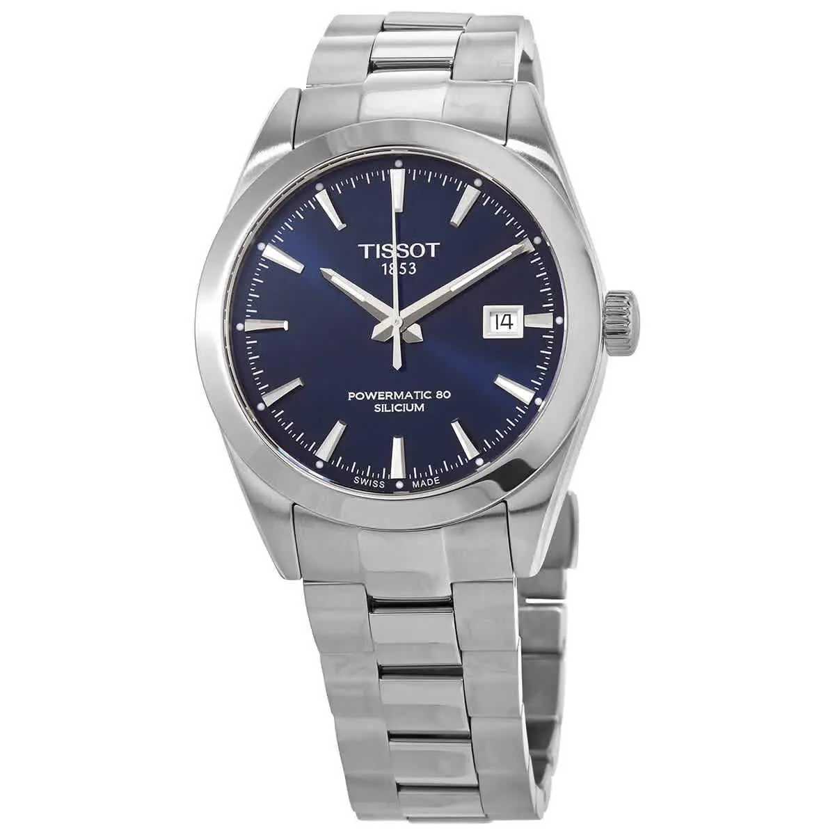 Tissot Gentleman Powermatic 80 Automatic Blue Dial Men`s Watch - Dial: Blue, Band: Gray, Bezel: Silver