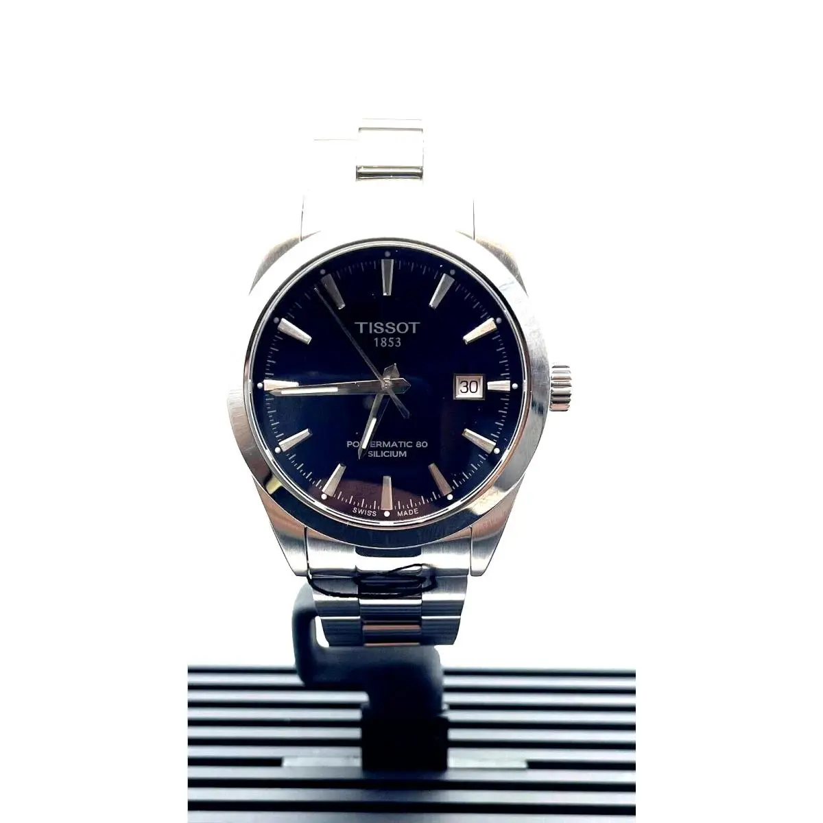 Tissot Gentleman Powermatic 80 Silicium Blue Dial Men`s Watch T1274071104100 - Dial: Blue, Band: Gray, Silver